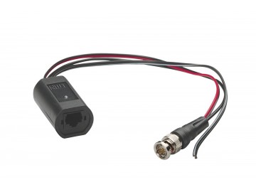 CCTV Balun, 8C RJ45 to Male BNC, DC & Data cord pass-thru