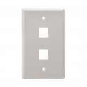 2 Port Flush Mount Keystone Plate, Smooth Type, White 