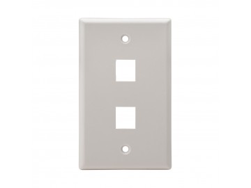 2 Port Flush Mount Keystone Plate, Smooth Type, White 