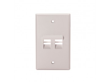 2 Port Angled Flush Mount Keystone Plate, White