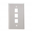 3 Port Flush Mount Keystone Plate, Smooth Type, White 