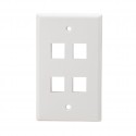 4 Port Flush Mount Keystone Plate, Smooth Type, White