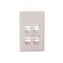 4 Port Angled Flush Mount Keystone Plate, White 