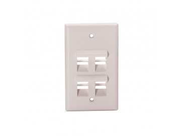 4 Port Angled Flush Mount Keystone Plate, White 