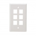 6 Port Flush Mount Keystone Plate, Smooth Type, White