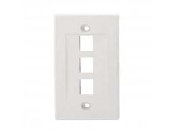 3 Port Flush Mount Keystone Plate, NWT Design, White 