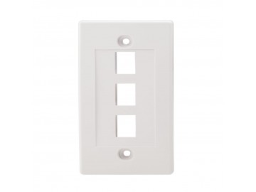 3 Port Flush Mount Keystone Plate, NWT Design, White 