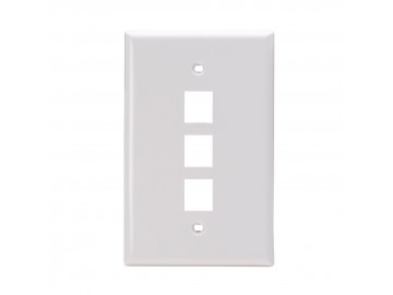 3 Port Oversize Flush Mount Keystone Plate, White