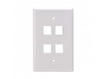 4 Port Oversize Flush Mount Keystone Plate, White 