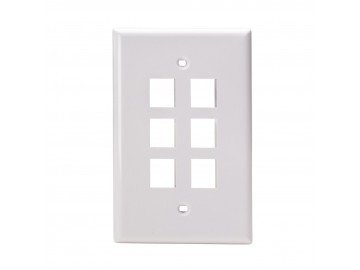 6 Port Oversize Flush Mount Keystone Plate, White