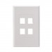 4 Port Flush Mount Oversize Designer 2 piece Keystone Plate