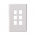6 Port Flush Mount Oversize Designer 2 piece Keystone Plate
