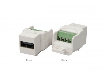 USB (A) to screw type for UTP Cat.6, 5E & 3 or Mini-Coax, White 