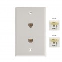 Duplex 4CX4C Quick Connect Flush Mount Jack, White 