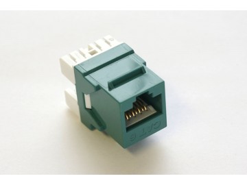 Cat. 6 Keystone Jack, 10 Gbps rated, 110 IDC, 180 deg., Green