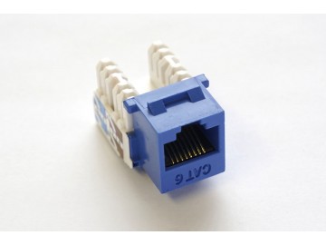 Cat. 6 Keystone Jack, 10 Gbps rated, 110 IDC. Colours: XX= BL, GN, RD, WH, BK, YL, OR, WH, IV