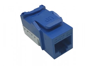 Cat. 6A, Quick Connect Keystone Jack 10 Gbps rated, 110 IDC.  Colours: XX = BL, WH