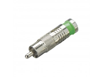 RCA male, RG6, nickel, Green 