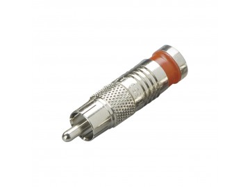 RCA male, RG6, nickel, Red 